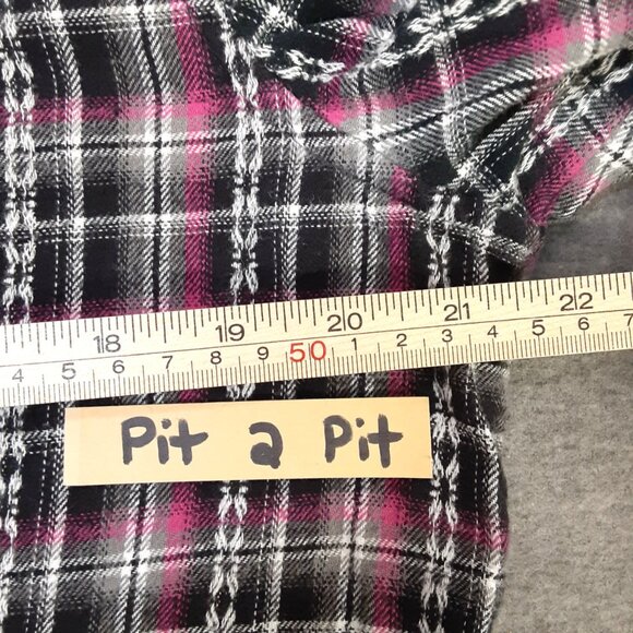 Bit & Bridle Womans Flannel Top XL Snaps 100% Cotton Cowgirl Pockets Western - Picture 8 of 10